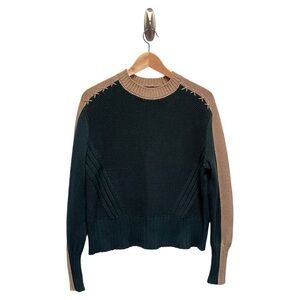 Alp N Rock Dev Sweater Hunter Green & Khaki Tan Size S Chunky Cropped NEW Sample